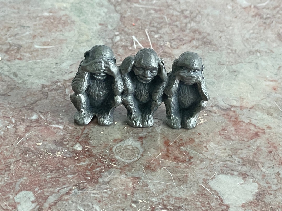 Miniatuur Horen Zien En Zwijgen Pewter Tin 5x3 Cm Apen - Etsy