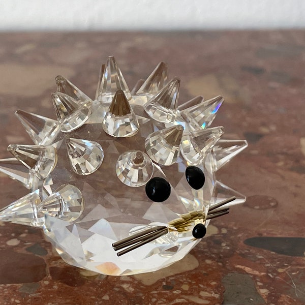 Swarovski egel met snorharen 5,4 cm (  over 2 inch)  Chrystal geslepen glas