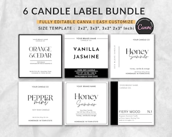 Editable Candle Label Bundle Template, Candle label Sticker, Candle Packaging, Custom Candle label, Small Business, Product Label, Canva DIY