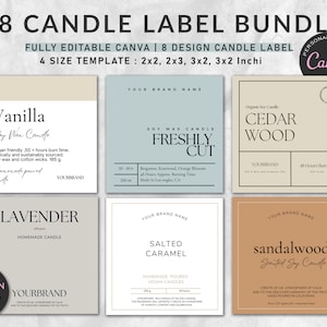 Elegant Candle Label Template / Editable Candle Labels