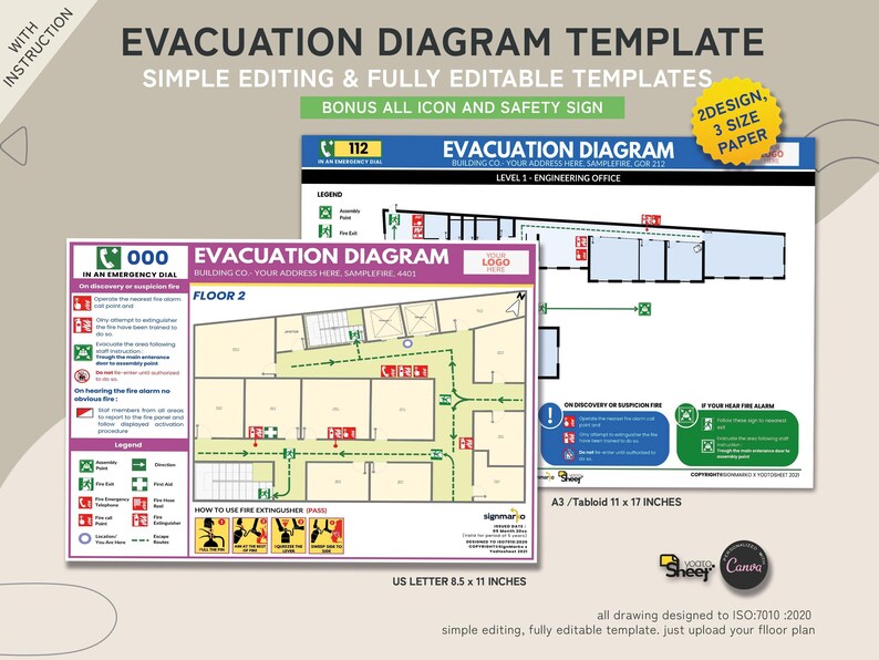 Airbnb Emergency Evacuation Plan, Editable Airbnb Signs, Fire Escape ...
