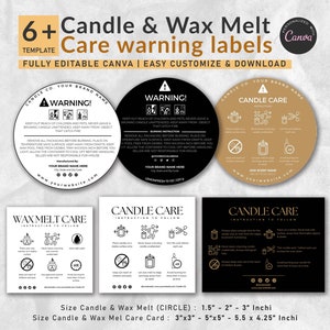 Editable Candle Care Card Template, Printable Wax Melt Care Instructions Card, Candle Warning, Candle Business Bundle, Candle Label, Canva