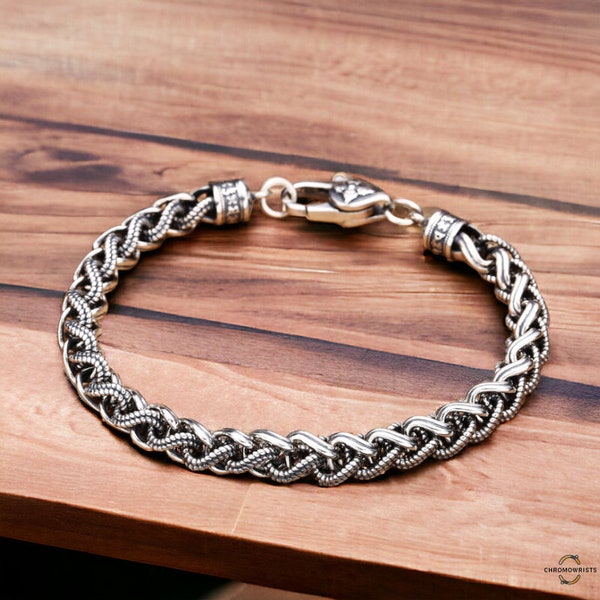 Sterling Silver Vikings Bracelet, Handmade Weave Bracelet, Braided Silver Jewelry, Celtic Bracelet Irish, Gift for Boyfriend, Dad Bracelet