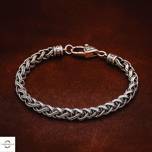 Sterling Silver Viking Bracelet – Handmade Celtic Bracelet Homme Argent, Norse Mythology Jewelry for Men – Unique Gift for Him, Dad Bracelet