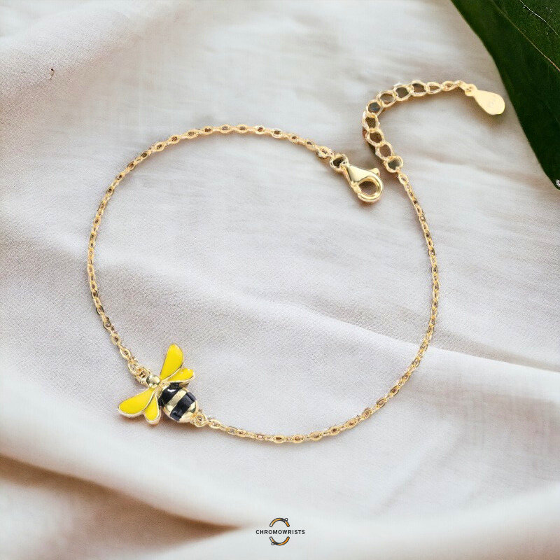 Gold Bee Bracelet for Women, Gold Plated Bumble Bee Bracelet for Girls and  Women, Dainty Gold Bracelet With Cubic Zirconia and Black Enamel - Etsy