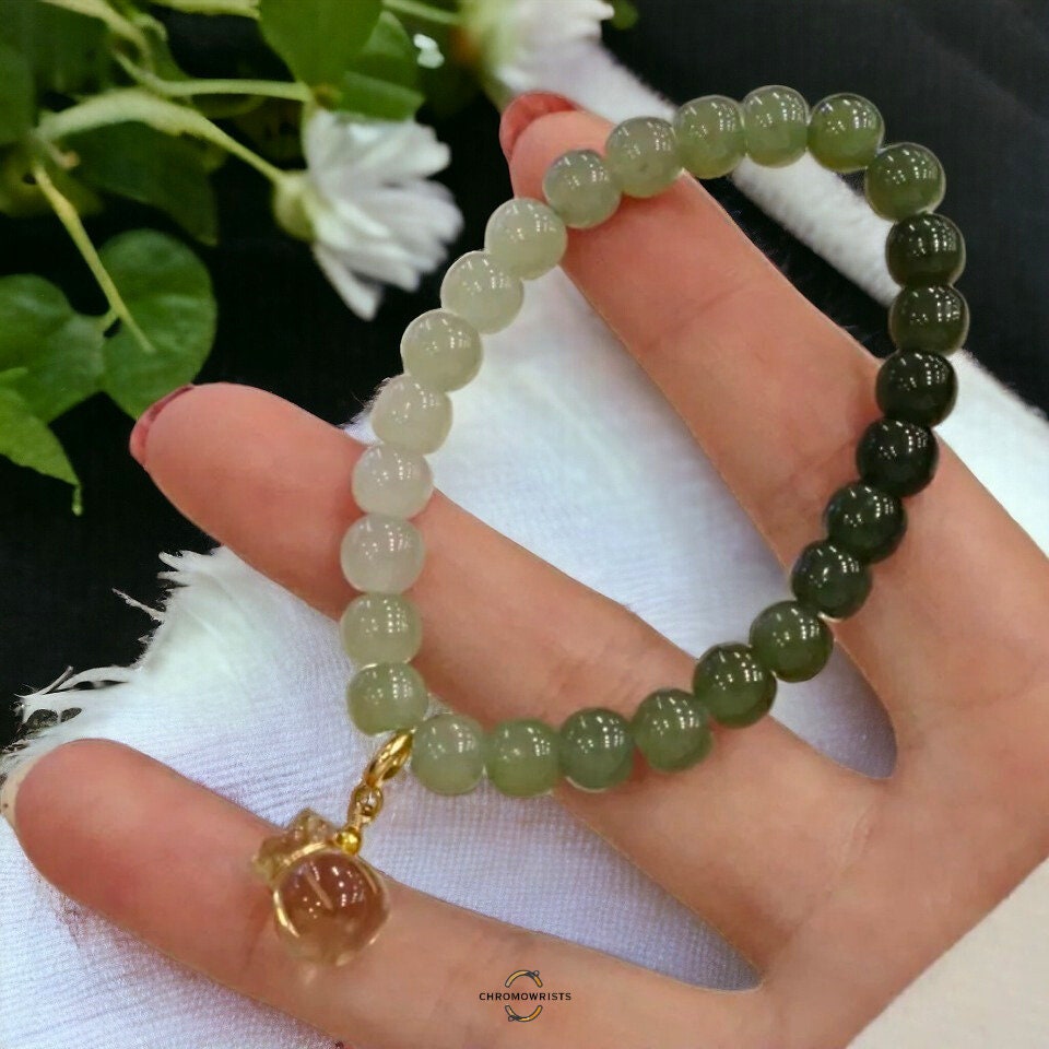 Real Jade Bracelet for Women Green Jade Bracelet Stretchy Bracelet
