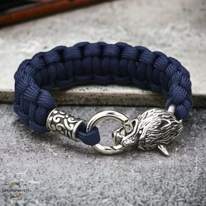 Wolf Head Paracord Bracelet, Stainless Steel Paracord Bracelet, Animal Paracord Braided Bracelet, Paracord Wolf Bracelet Groomsmen Gift