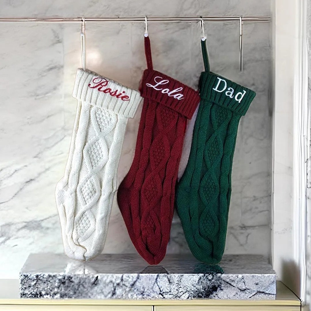 Personalized Christmas Knit Stockings Custom Stockings With Etsy