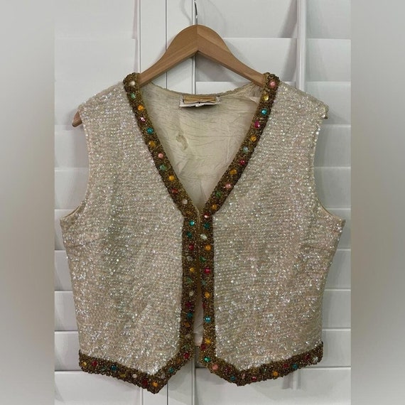 Vintage Hand Beaded Vest - image 1