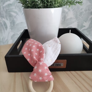 Wooden ring and fabric bunny ears