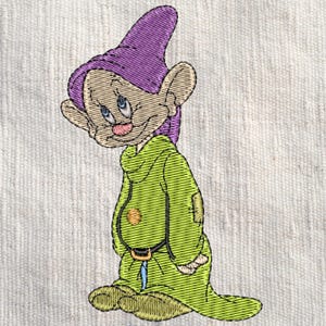 Grillige dopey dwerg borduurontwerp voor beginners, 7 dwergen en sneeuwwitje cartoon patroon, halloween / thema DIY-project, download