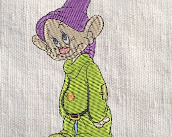 白雪姫と七人の小人「Dopey」にインスパイアされた機械刺繍