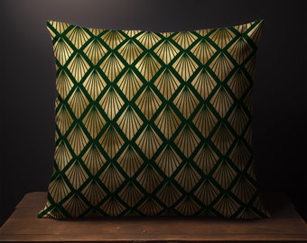 Art Deco decor geometrische kussenpatronen, gouden art deco print kussens, groen gouden geometrische patroon bankkussenhoezen