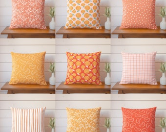 Niedliche Frühlingskissenbezüge, minimalistische Pfirsichkissen, geometrische Couchkissenbezüge, orange Korallenfarbe Obstkissen, Geschenk für Sie