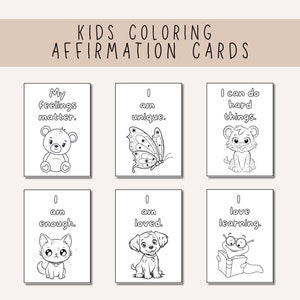 Schede di affermazione positiva per bambini stampabili Pagine da colorare per bambini