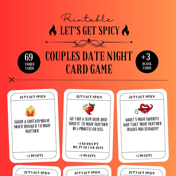 Dirty Adult Game Cards Printable Card Games Adult Party Games Romantic Couple Card Game Flirty Conversation Starters Couple Dare Game