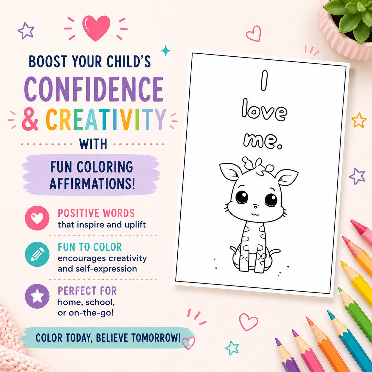 Printable Children's Positive Affirmation Cards Kids Coloring Pages - Etsy