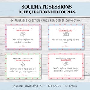 100 Couples Question Cards, Couple Conversation Cards, Relationship Questions Anniversary Gift Romantic Date Night Printable Couples Therapy