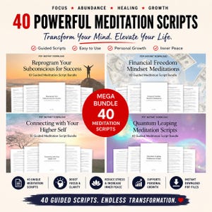 Meditation Script Bundle for Reprogramming, Higher Self, Quantum Leap - 40 Script Professional Toolkit