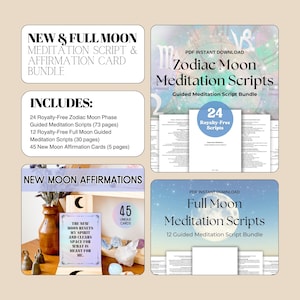 Neu- & Vollmond Meditation Affirmation Bundle Geführte Meditation Skripte für den Persönlichen oder Kunden Gebrauch, Vollmond Manifestation, Mond Ritual PDF