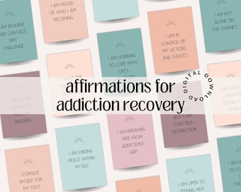 Sobriety Affirmation Cards, Addiction Recovery, Printable Support (Digital Download)