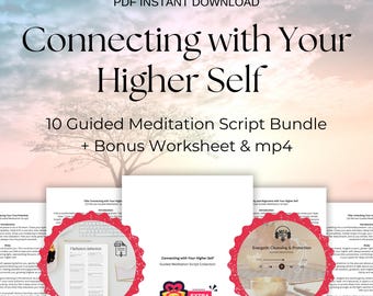 Guided Meditation Script Bundle for Connecting with Your Higher Self + Worksheet & mp4