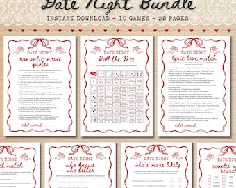 Lot de jeux imprimables avec rendez-vous, activités amusantes pour couples (PDF)