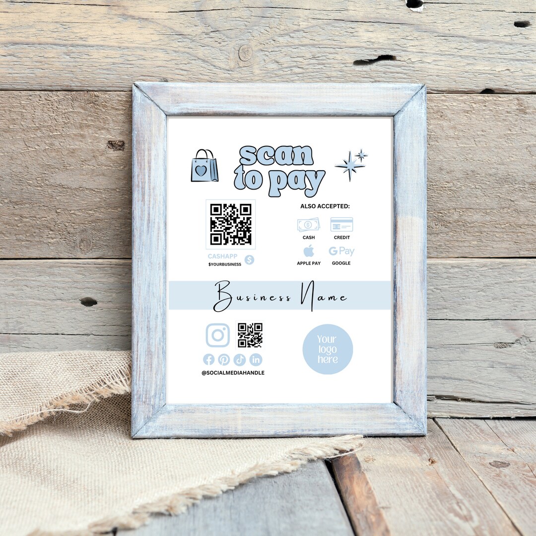 Buy Editable Scan to Pay Template QR Code Sign Template Canva Printable ...