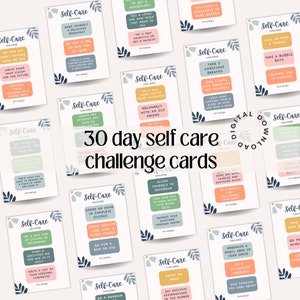 Cartes imprimables Défi soins personnels de 30 jours imprimables Coffret cadeau Soins personnels Parcours Amour de soi et bien-être Téléchargement instantané
