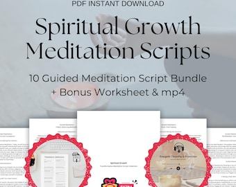 Guided Meditation Script Bundle for Spiritual Growth and Healing + Worksheet & mp4