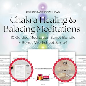 Chakra Healing Meditation Scripts + Worksheet & Mp4 | Aura Cleansing, Kundalini (PDF)