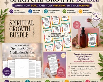 Spiritual Growth Bundle, Guided Meditation Scripts, Affirmations (Printable PDF)