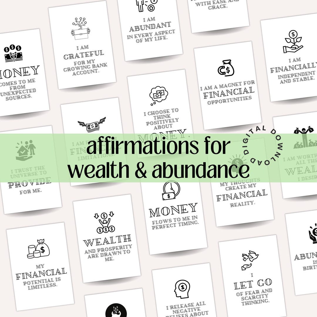 Buy Printable Affirmation Cards for Wealth and Prosperity Money Mindset ...