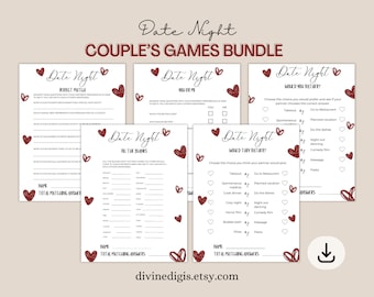 Date Night Couple Games Printable Couples Quiz Fun Party Games for Couples Night Digital Download Couple Game Bundle