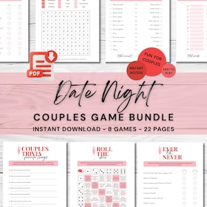 Couple Games Printable Date Night Games Bundle, Fun Date Night Activities, Experience Gift, Marriage Anniversary Games, Couples Night Games