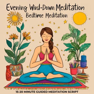 Evening Wind-Down Meditation, Stress Relief & Relaxation Guided Meditation Script for Personal or Business Use, Restful Sleep Meditation PDF