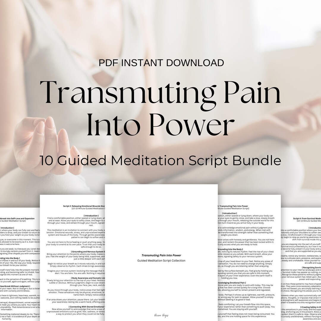 Guided Meditation Script Bundle - Transmuting Pain Into Power (INSTANT ...