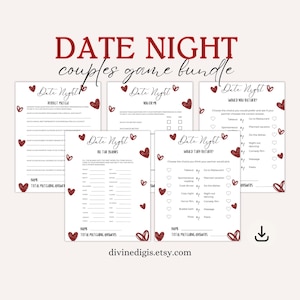 Date Night Couple Games Printable Couples Quiz Fun Party Games for Couples Night Digital Download Couple Game Bundle