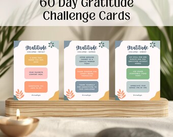 Gratitude Printable 60 Day Challenge Cards - Instant Download PDF