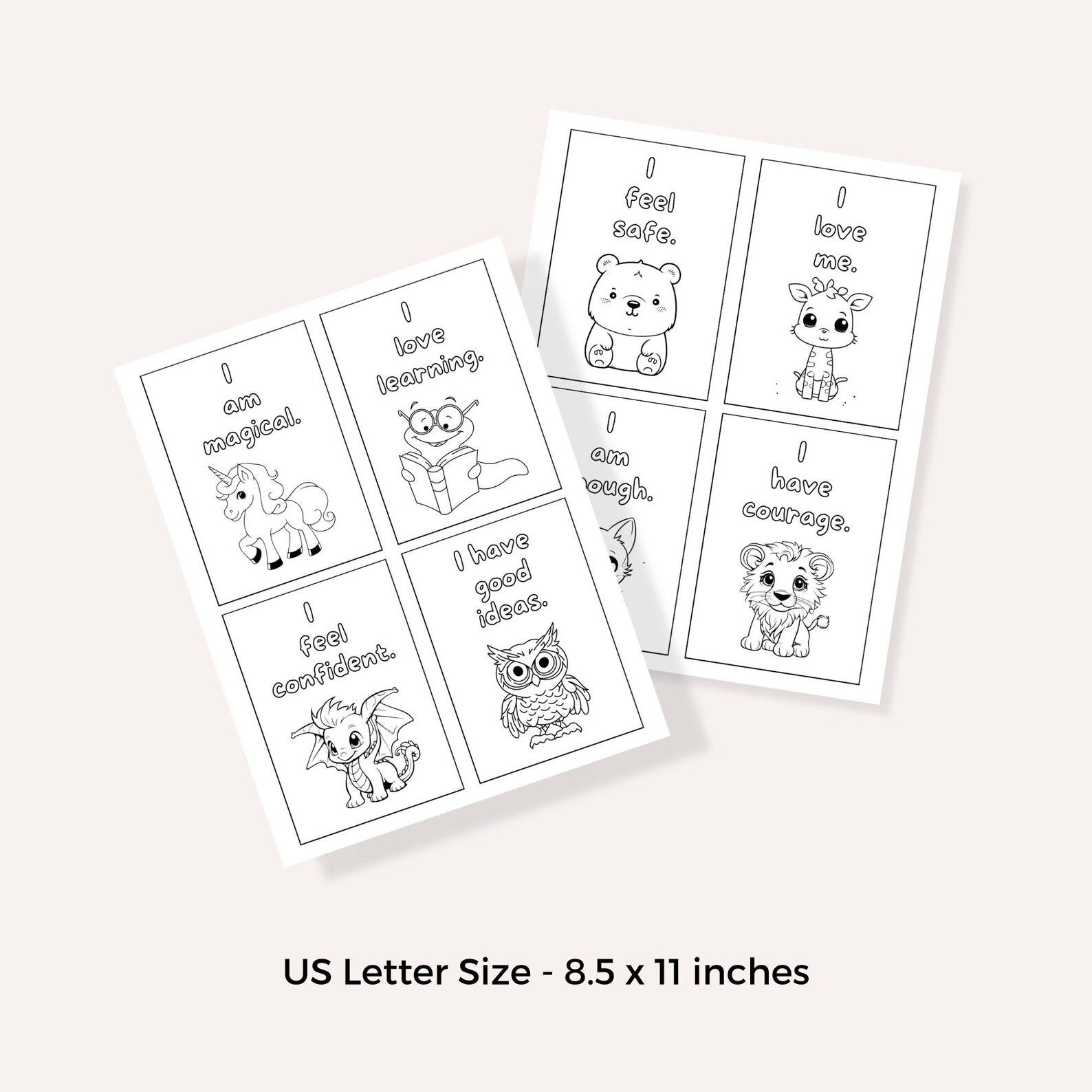 Printable Children's Positive Affirmation Cards Kids Coloring Pages - Etsy