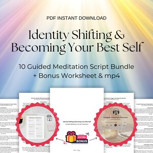 Guiones de meditación para el cambio de identidad y la reprogramación subconsciente + Hoja de trabajo y MP4 (descarga en PDF)