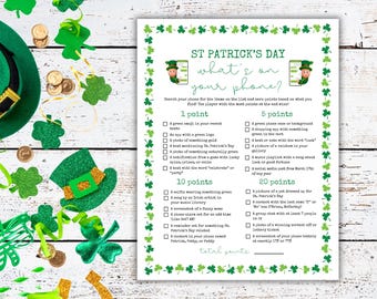 St. Patrick's Day 'What's On Your Phone' Game (Printable PDF)
