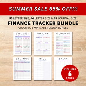 Finance Trackers Bundle PRINTABLE Journal Pages Digital Planner Pages US Letter, A4 & A5 Sizes Value Pack Budget Planner Savings Tracker PDF
