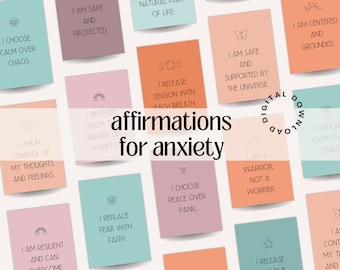 Anxiety Coping Statements Therapy Office Decor Mental Health Affirmations, Emotional Regulation Anxiety Coping Skills CBT School Psychology