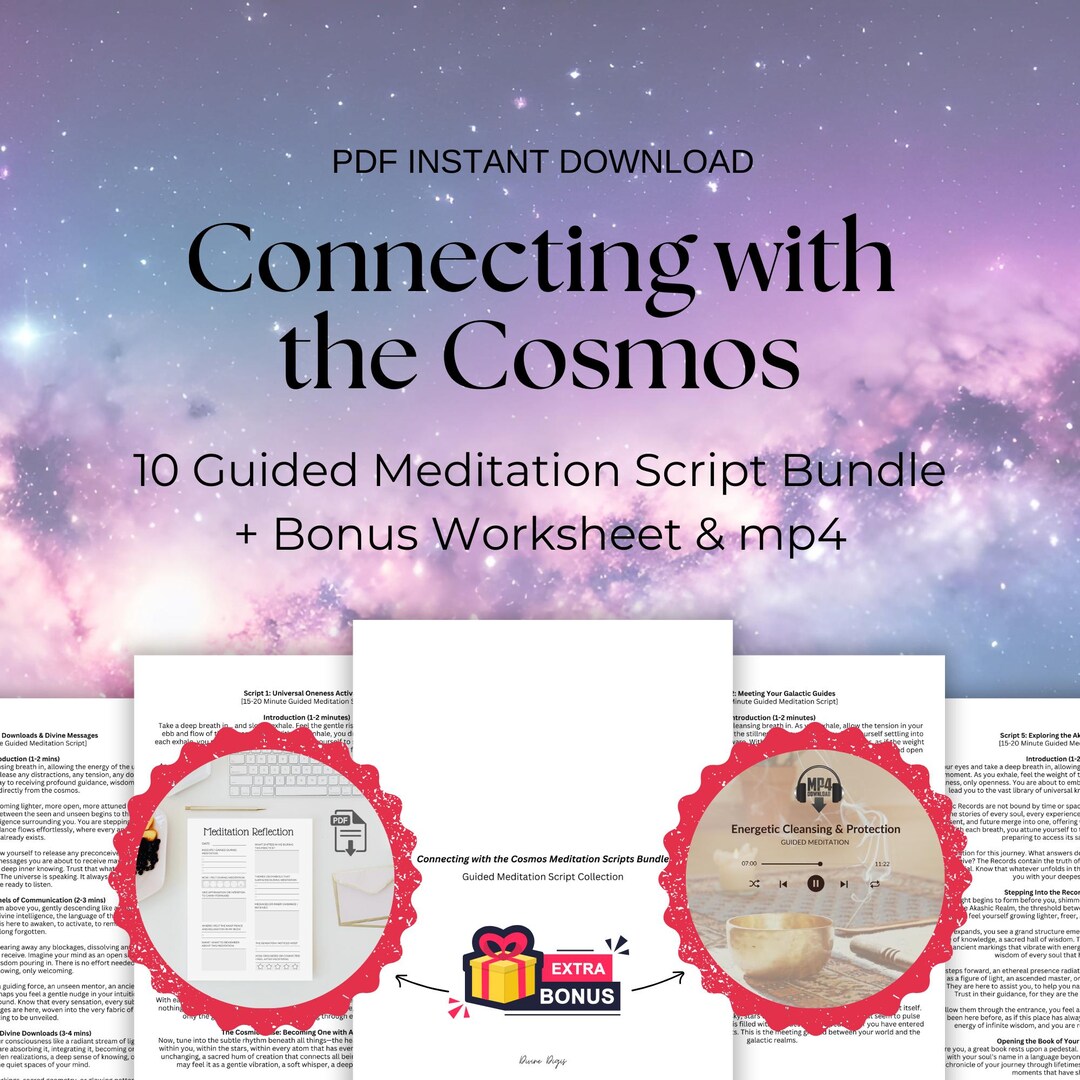 Cosmos Guided Meditation Scripts + Worksheet & Mp4 | Starseed, Akashic ...