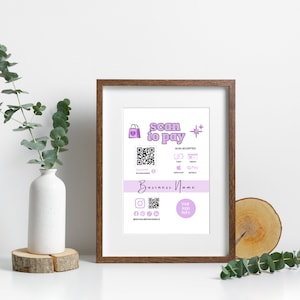 QR-Code-Zeichen Bearbeitbarer Scan, um druckbares Zahlungszeichen zu bezahlen Canva-Vorlage CashApp Venmo Quadratisches Zeichen Anpassbar für Kleinunternehmer