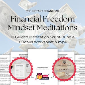 Finanzielle Freiheit Meditation Script Bundle + Arbeitsblatt & mp4, Reprogramming for Abundance (PDF)