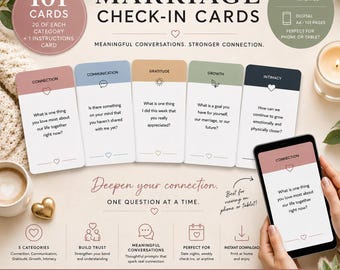 Marriage Check-In Cards | 101 Couples Conversation Prompts (Printable PDF)
