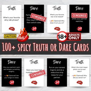 Jeu de 100 cartes coquines Action ou vérité pour couple, cadeau d'anniversaire sexy, jeu de sexe pervers pour couple, idées de rendez-vous intimes pour une soirée PDF
