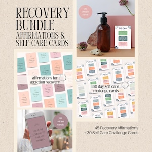 Genesungs- und Selbstfürsorge-Bundle Druckbare Affirmationskarten für Sucht-Erholung, Nüchternheits-Unterstützungskarten Suchtbewältigungsfähigkeiten Nüchternheit Geschenk